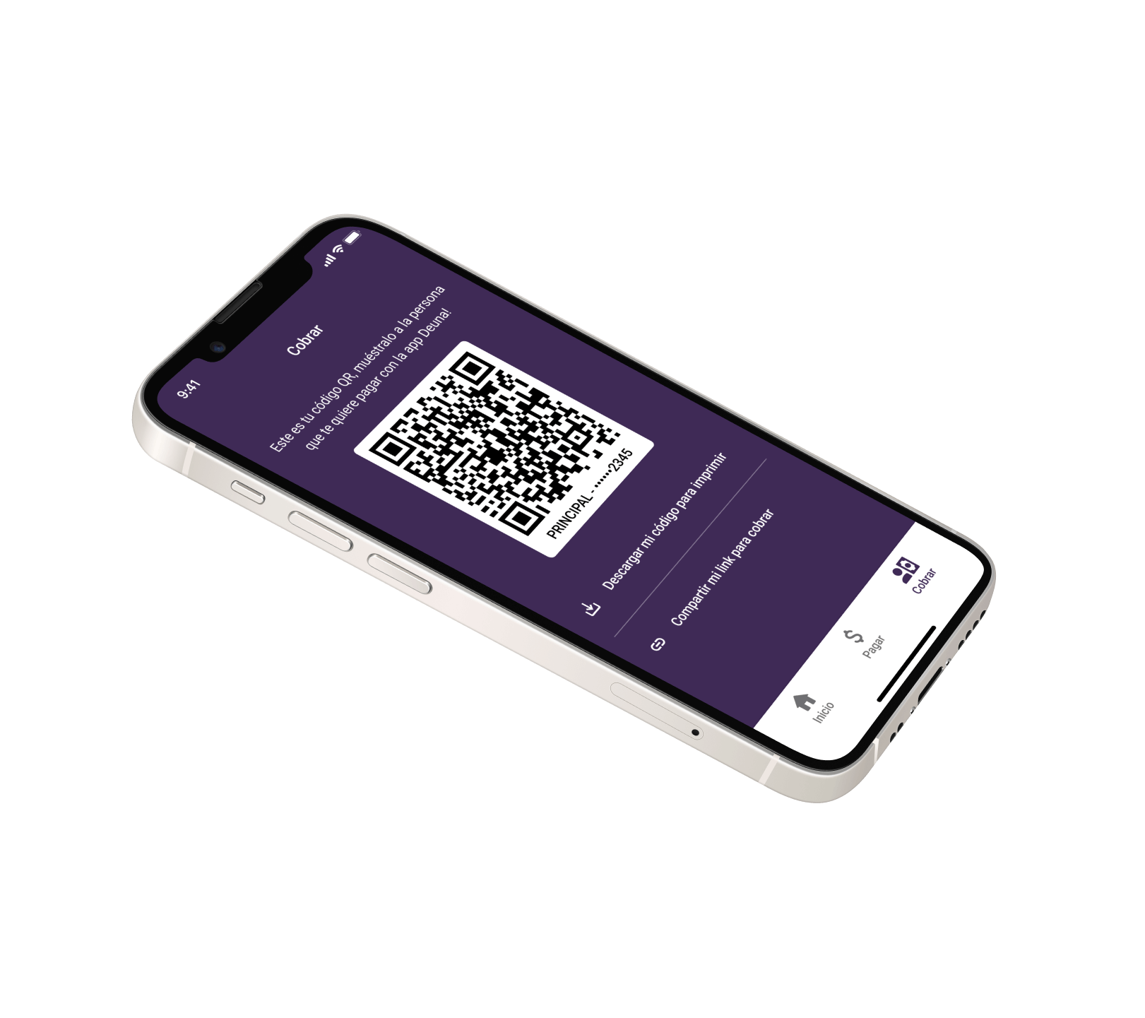 Celular mostrando QR para cobrar